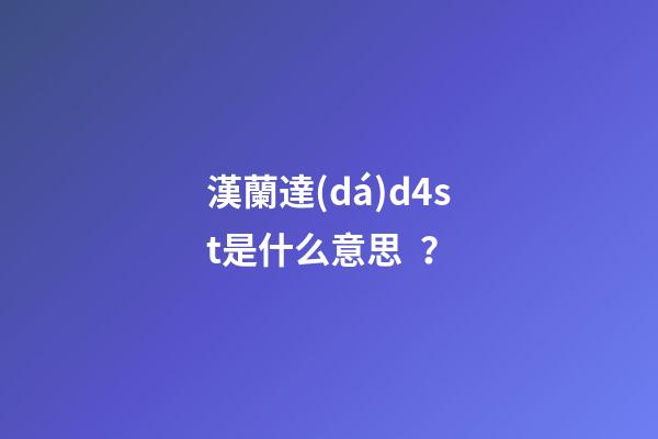 漢蘭達(dá)d4st是什么意思？